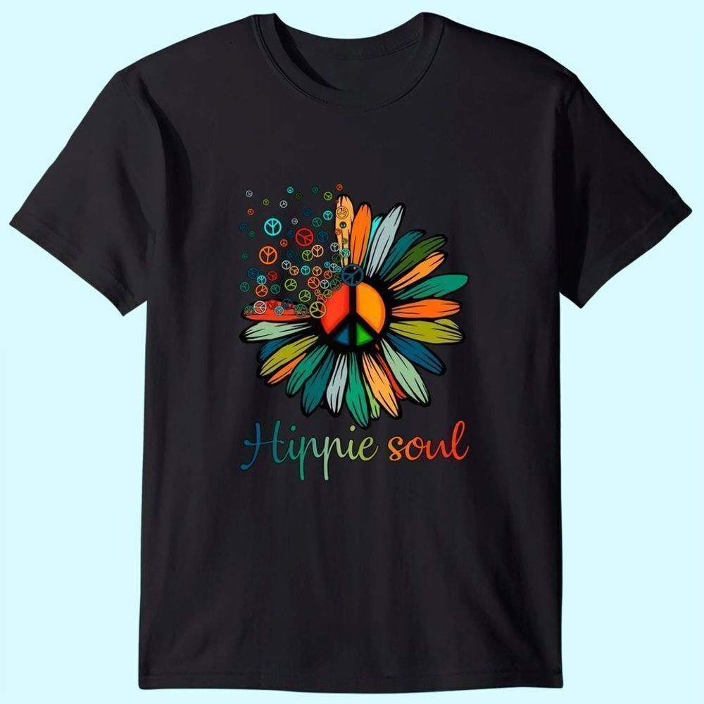 Daisy Peace Sign Hippie Soul Retro Classic Unisex T-Shirt - Picture 1 of 4